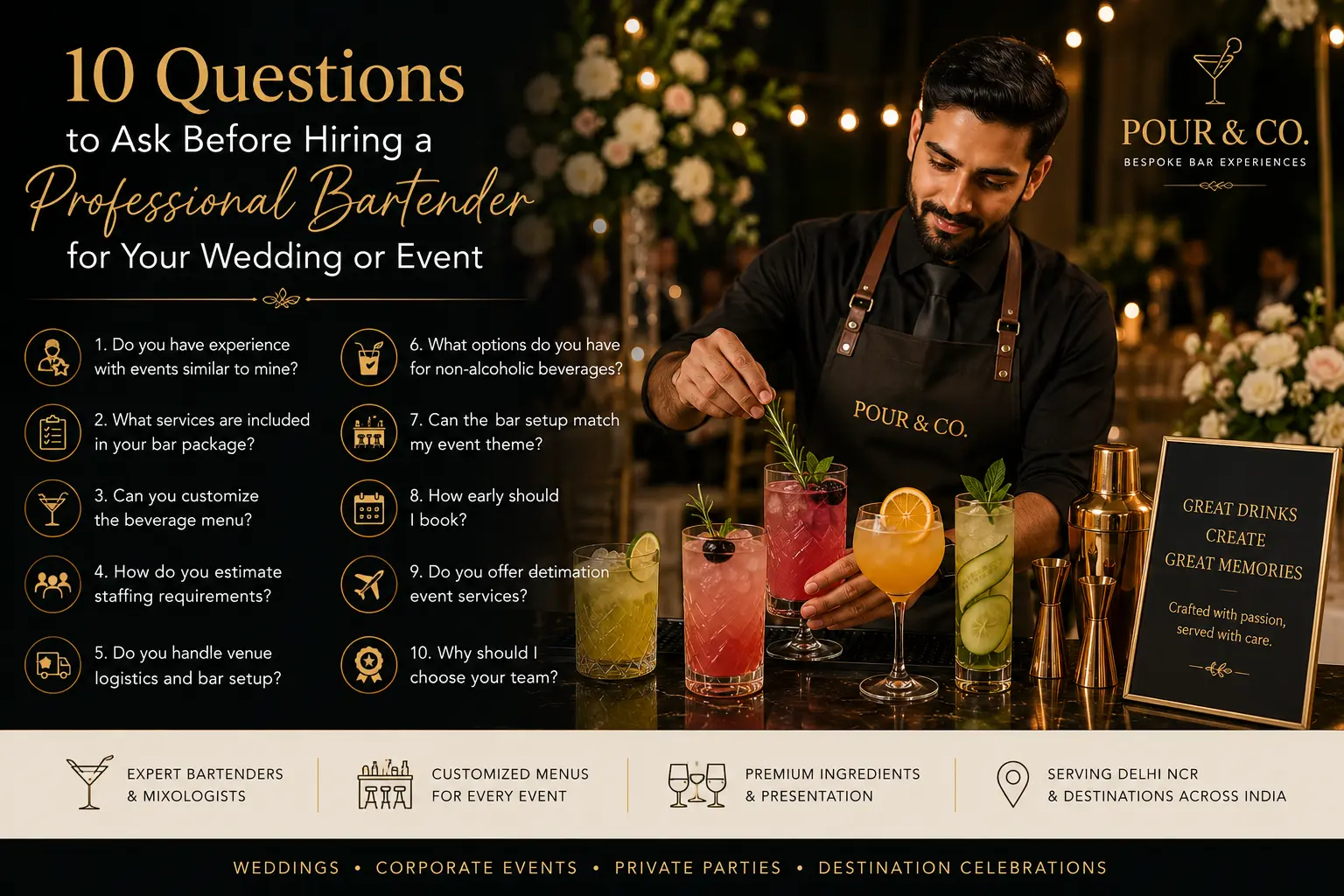 10 Questions to Ask Before Hiring a Professional Bartender for Your Wedding or Event