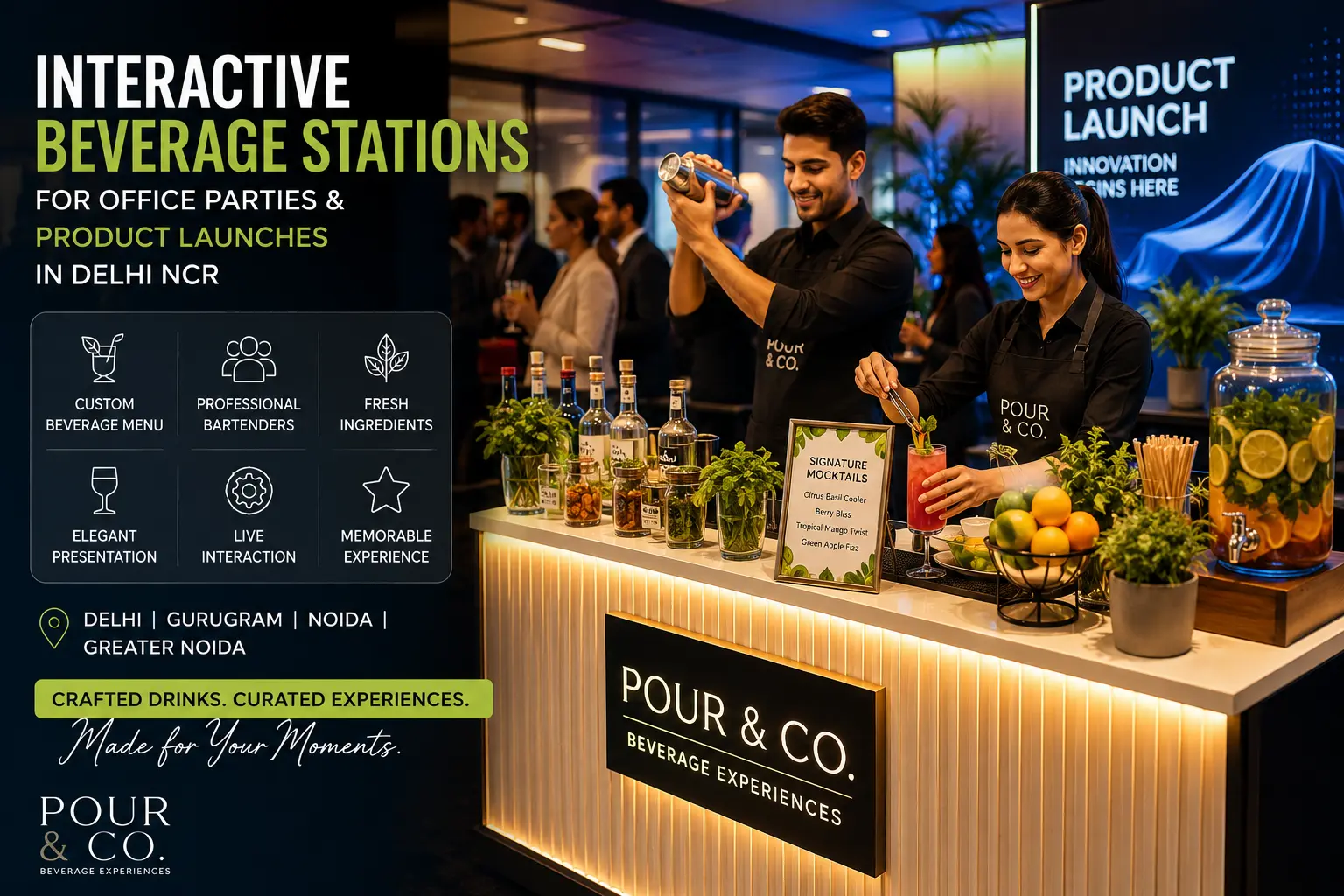 Interactive Beverage Stations for Office Parties & Product Launches in Delhi NCR